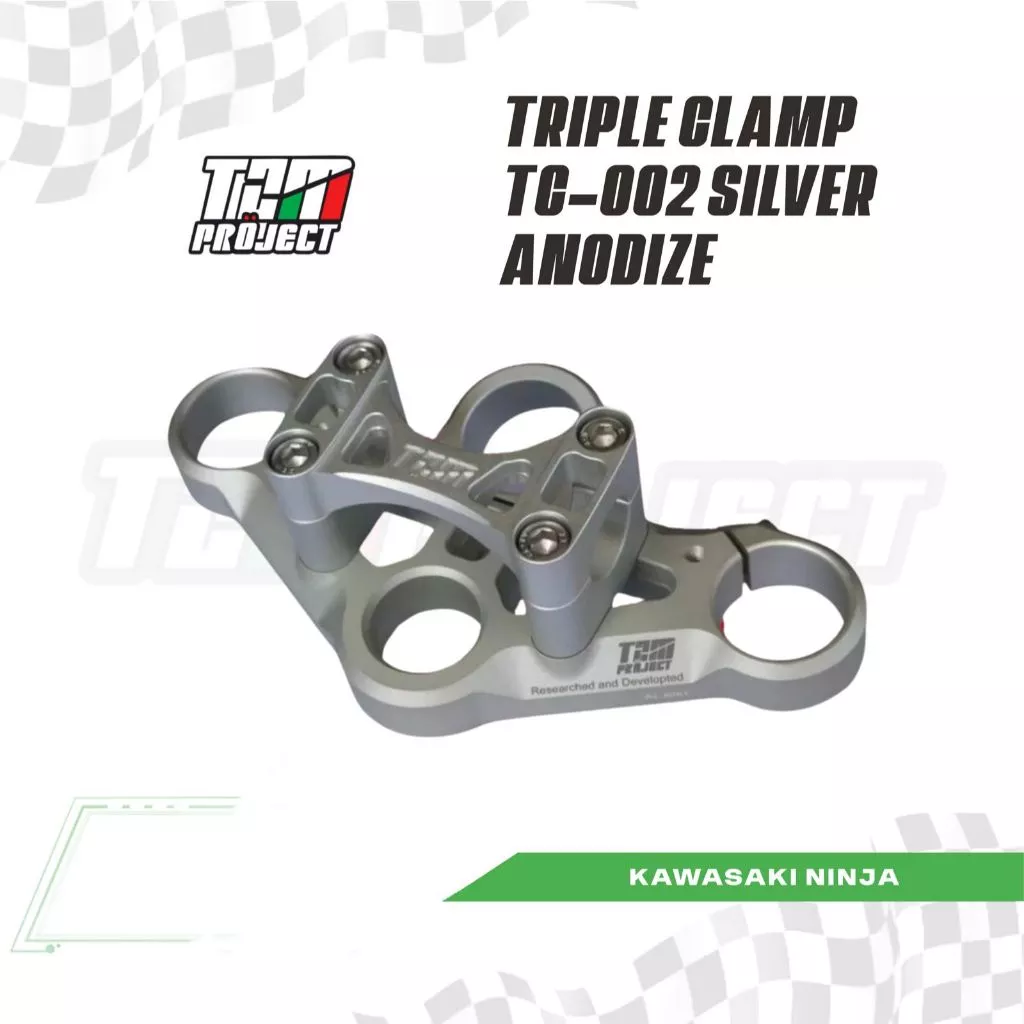 TZM Project Triple Clamp TC-002 Silver Anodize for Kawasaki Ninja Ss / Ninja R / Ninja L